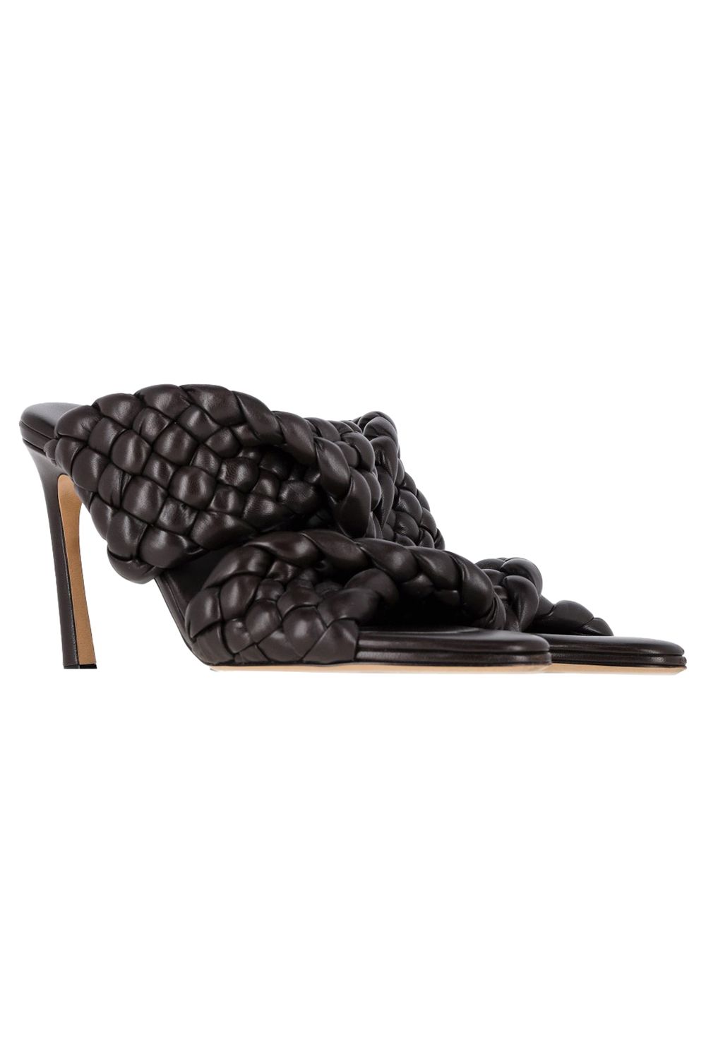 Bottega Veneta Intrecciato Slide Sandals in Brown Leather