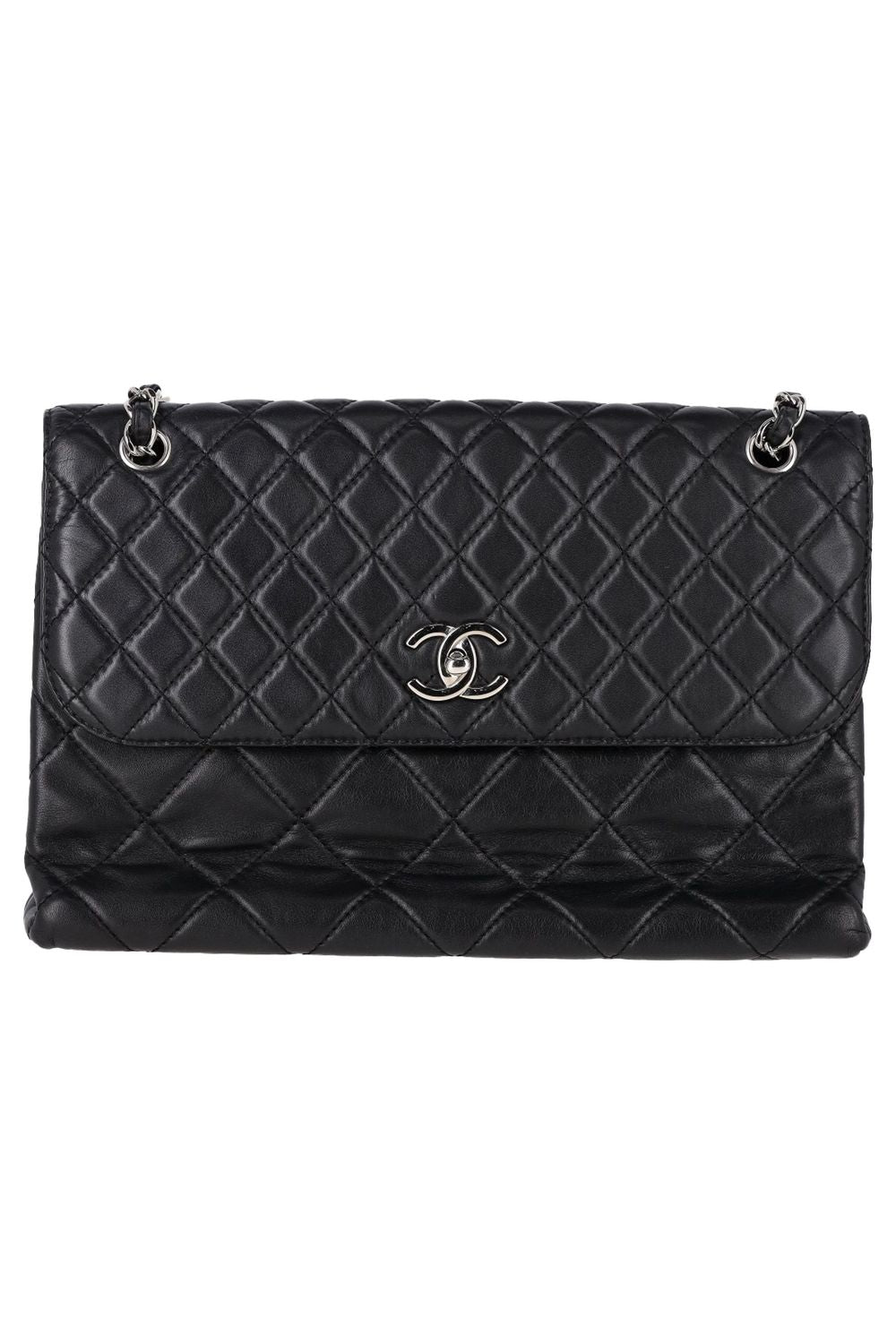 Chanel Maxi Quilted In The Business Flap Bag in Black Calfskin Leather