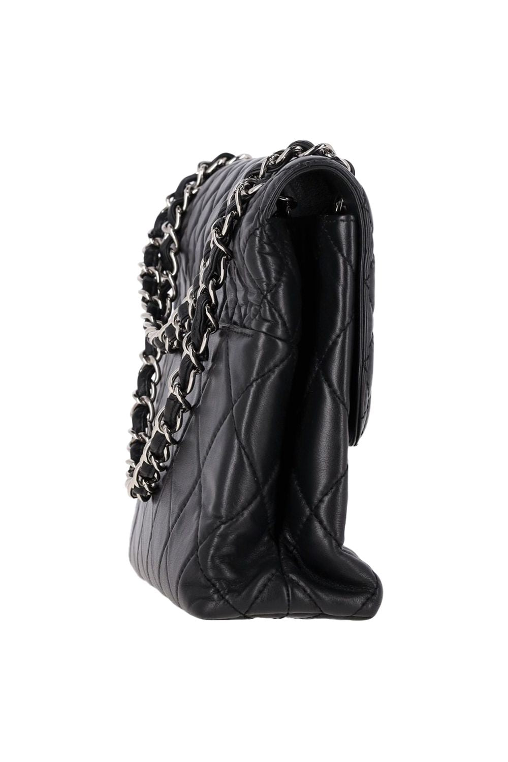 Chanel Maxi Quilted In The Business Flap Bag in Black Calfskin Leather