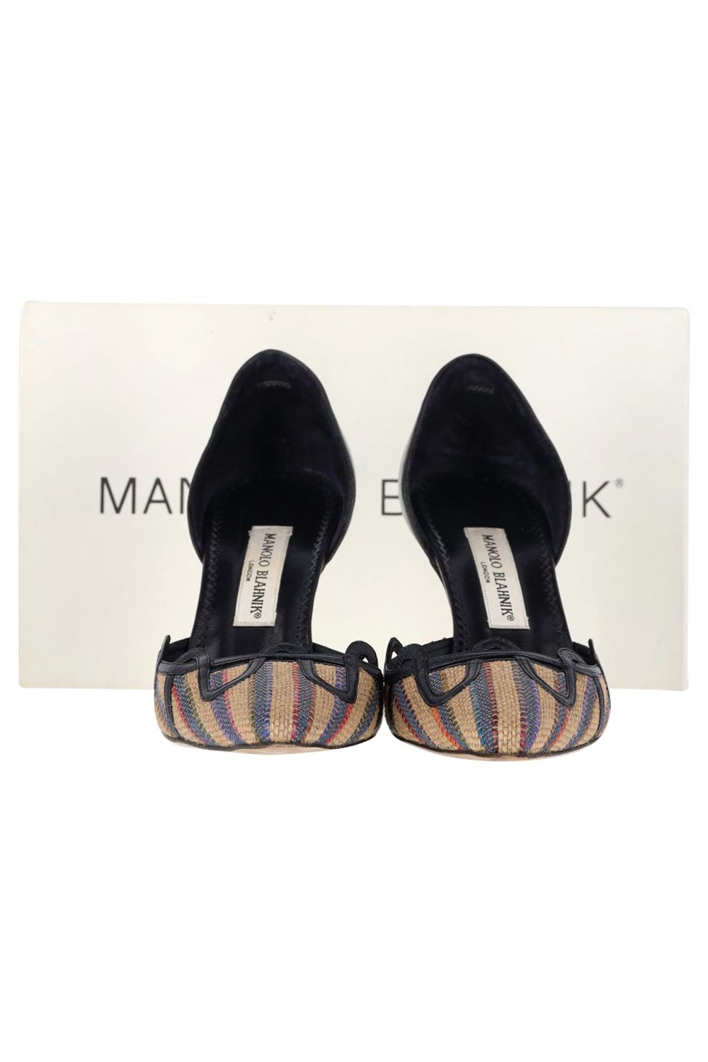 Manolo Blahnik Pointed Pumps in Multicolor Raffia