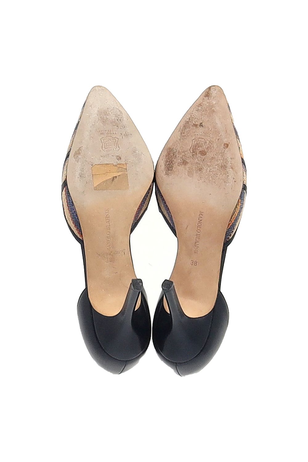 Manolo Blahnik Pointed Pumps in Multicolor Raffia