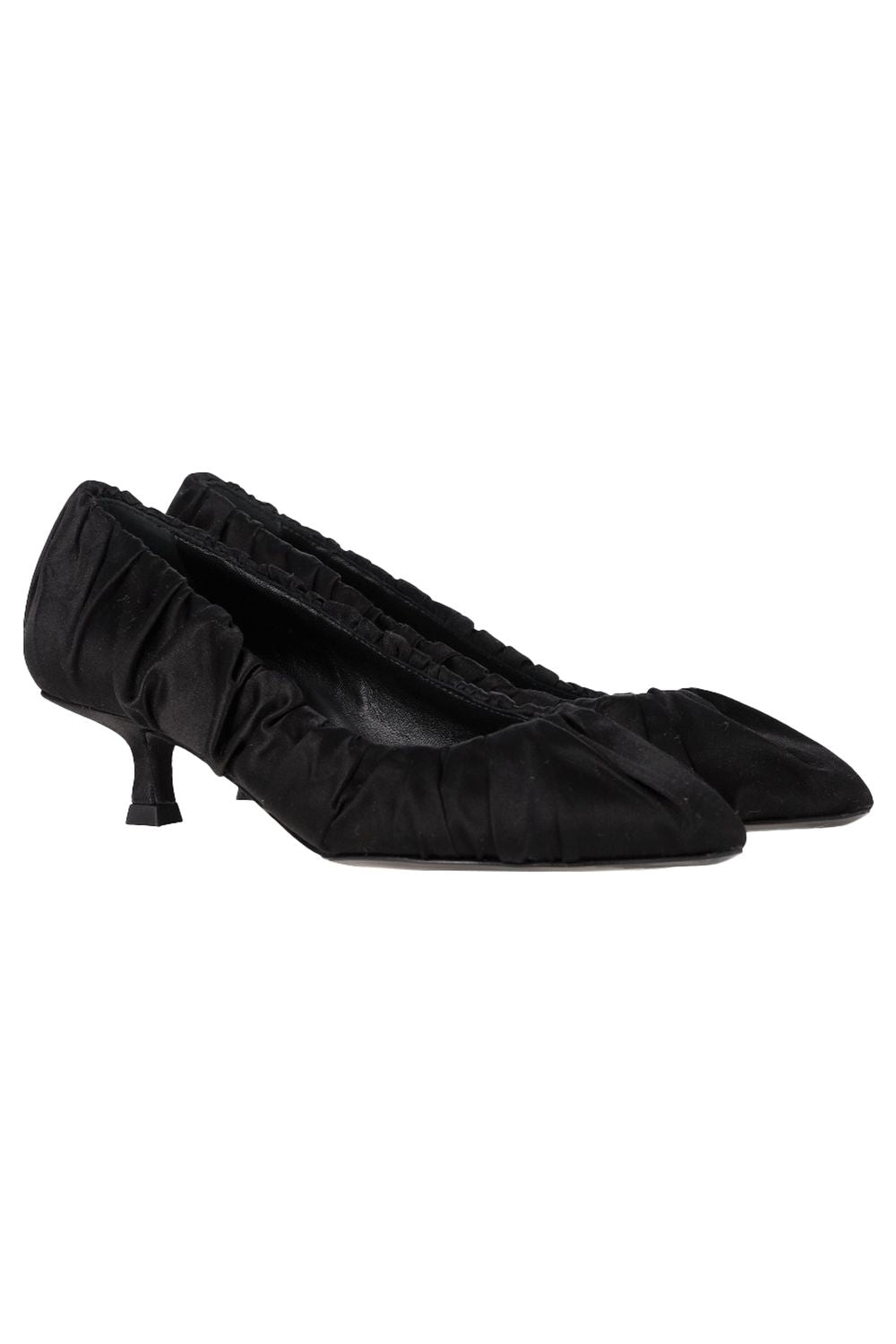 Khaite Palmero Ruched Kitten-Heel Pumps in Black Silk