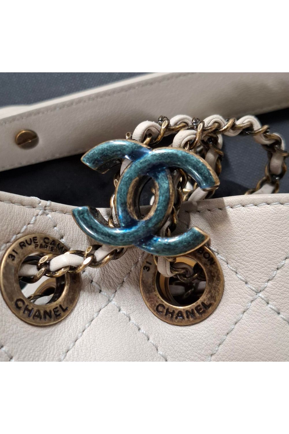 Chanel CC Paris-Rome Shoulder Bag in White Leather