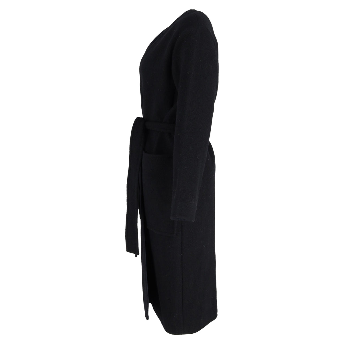 Celine Belted Coat in Black Cashmere