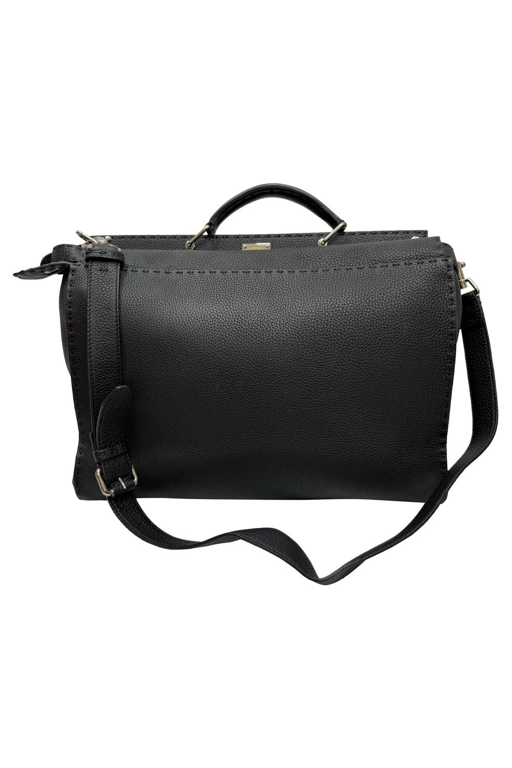 Fendi Selleria Peekaboo XL Top Handle Bag in Black Leather