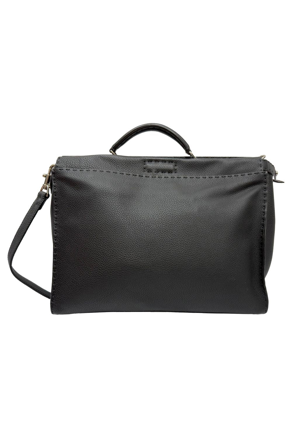 Fendi Selleria Peekaboo XL Top Handle Bag in Black Leather