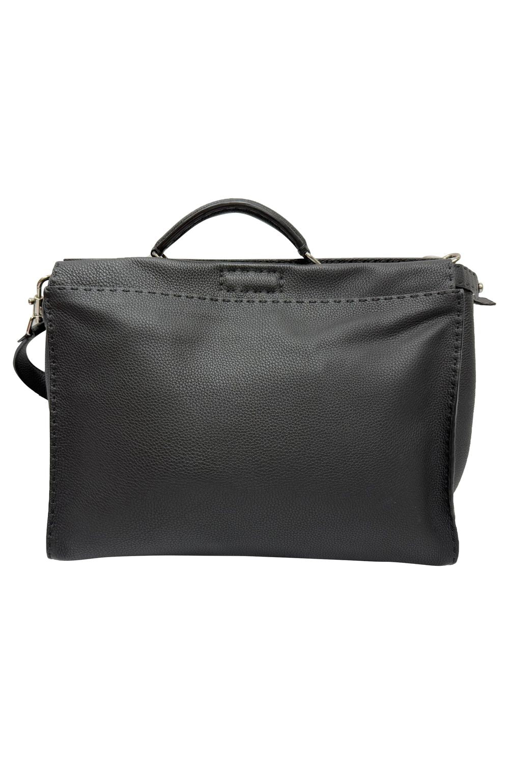 Fendi Selleria Peekaboo XL Top Handle Bag in Black Leather