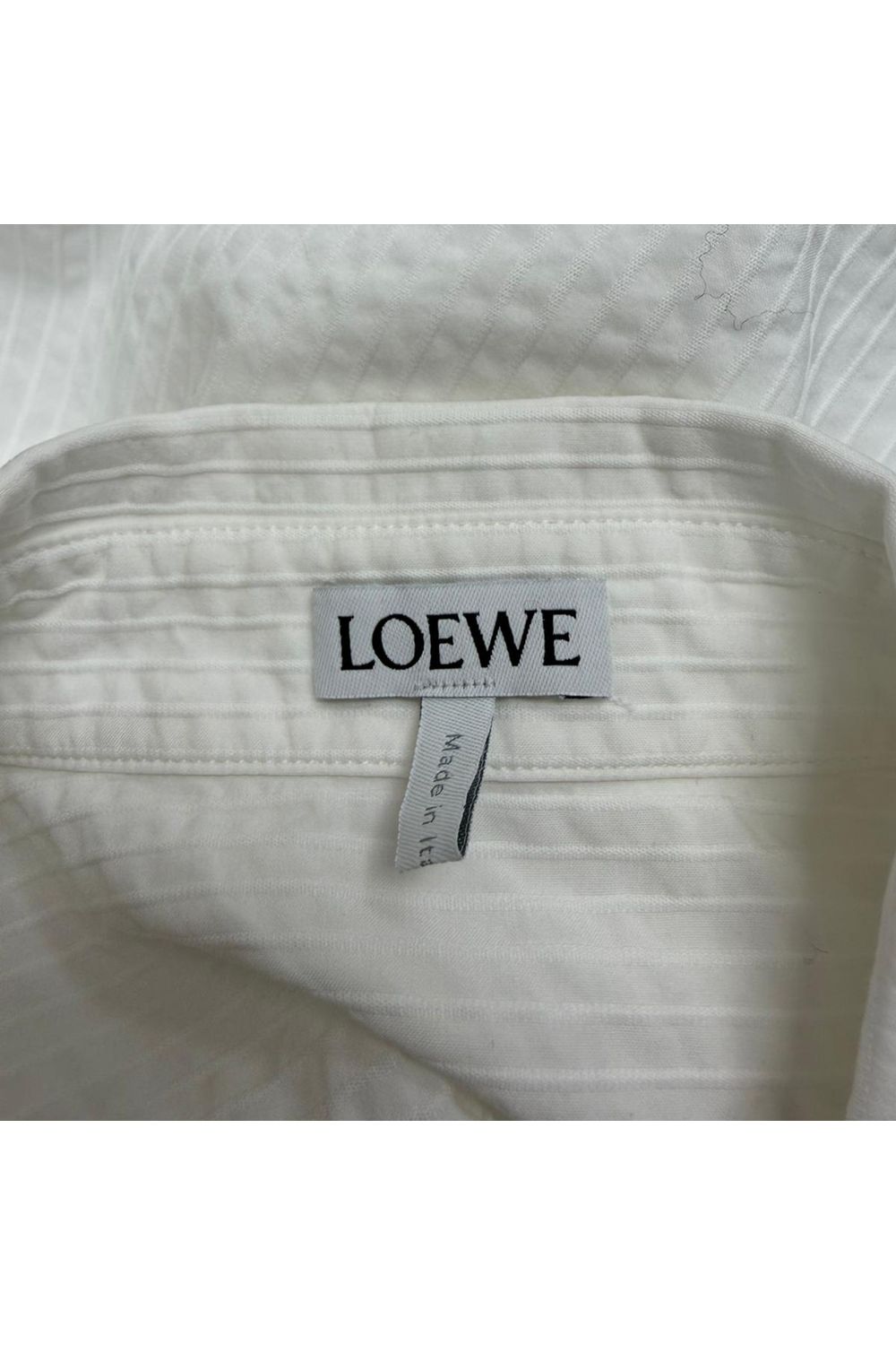 Loewe Ribbed Belted Long Sleeve Shirt in White Cotton