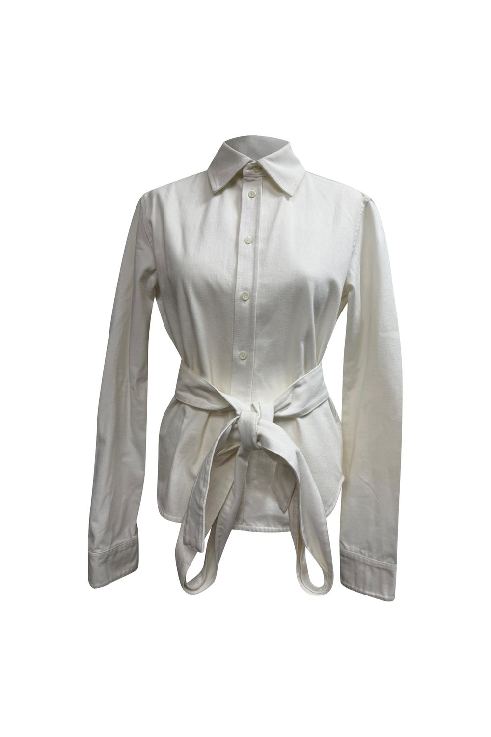 Loewe Belted Button Shirt in White Cotton