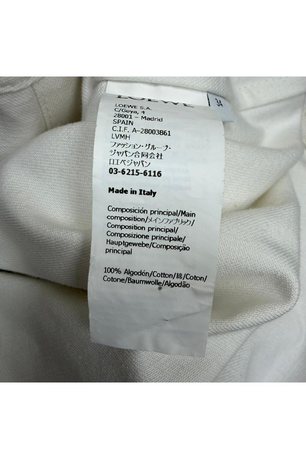Loewe Belted Button Shirt in White Cotton