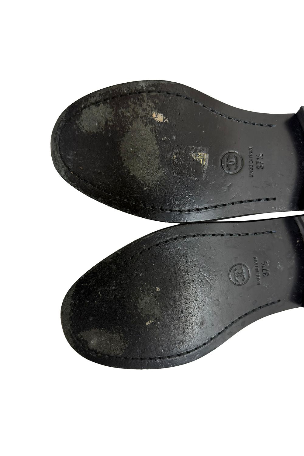 Chanel Shiny Logo Loafers in Black Calfskin Leather