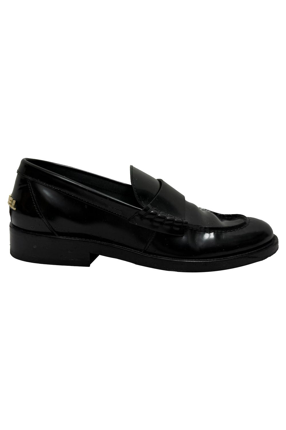 Chanel Shiny Logo Loafers in Black Calfskin Leather