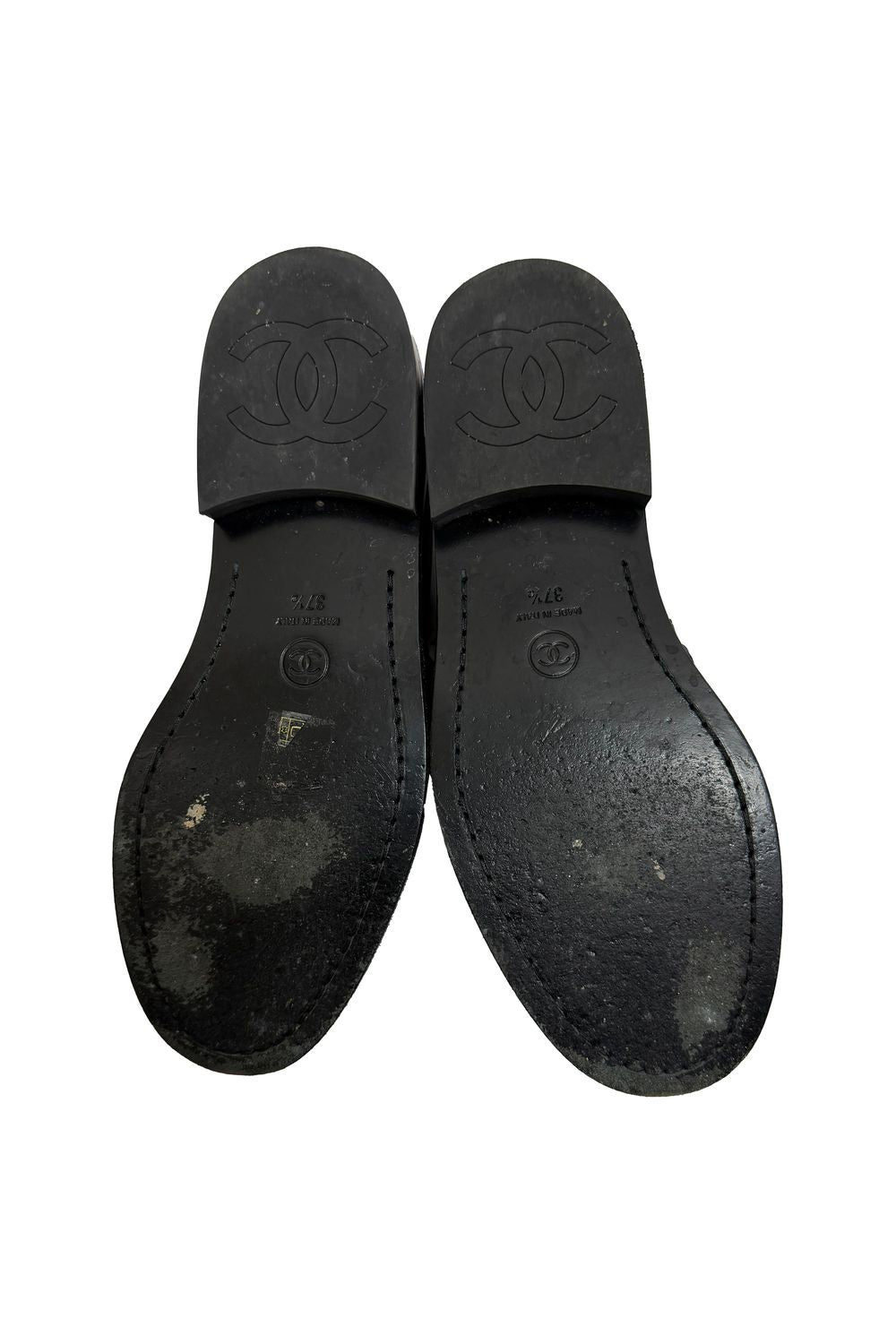 Chanel Shiny Logo Loafers in Black Calfskin Leather