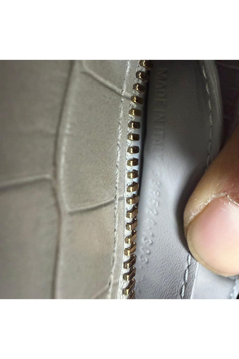 Balenciaga Mini Neo Classic City Croc-Embossed Handbag in Grey Leather