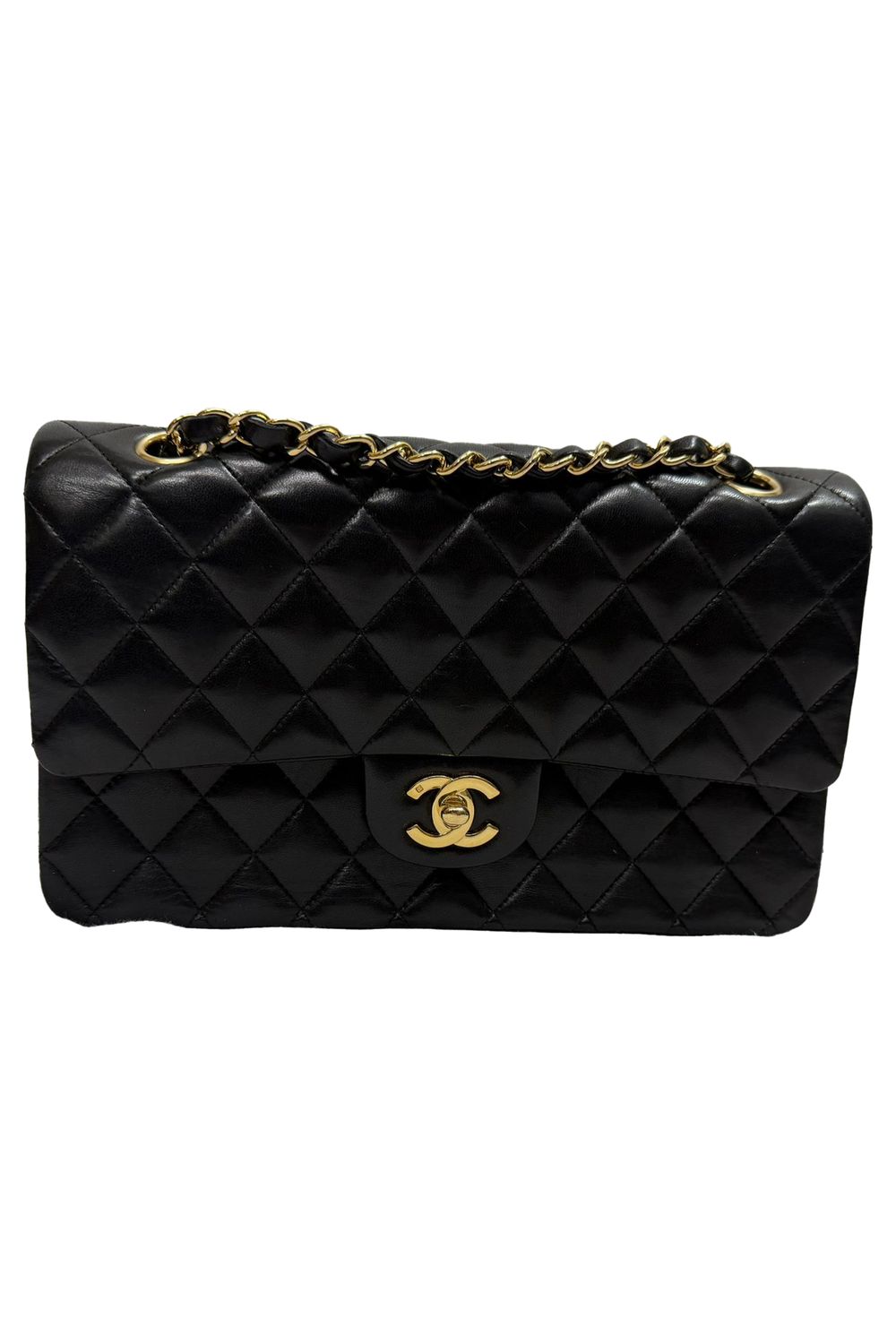 Chanel Medium Classic Double-Flap Shoulder Bag in Black Lamb Leather