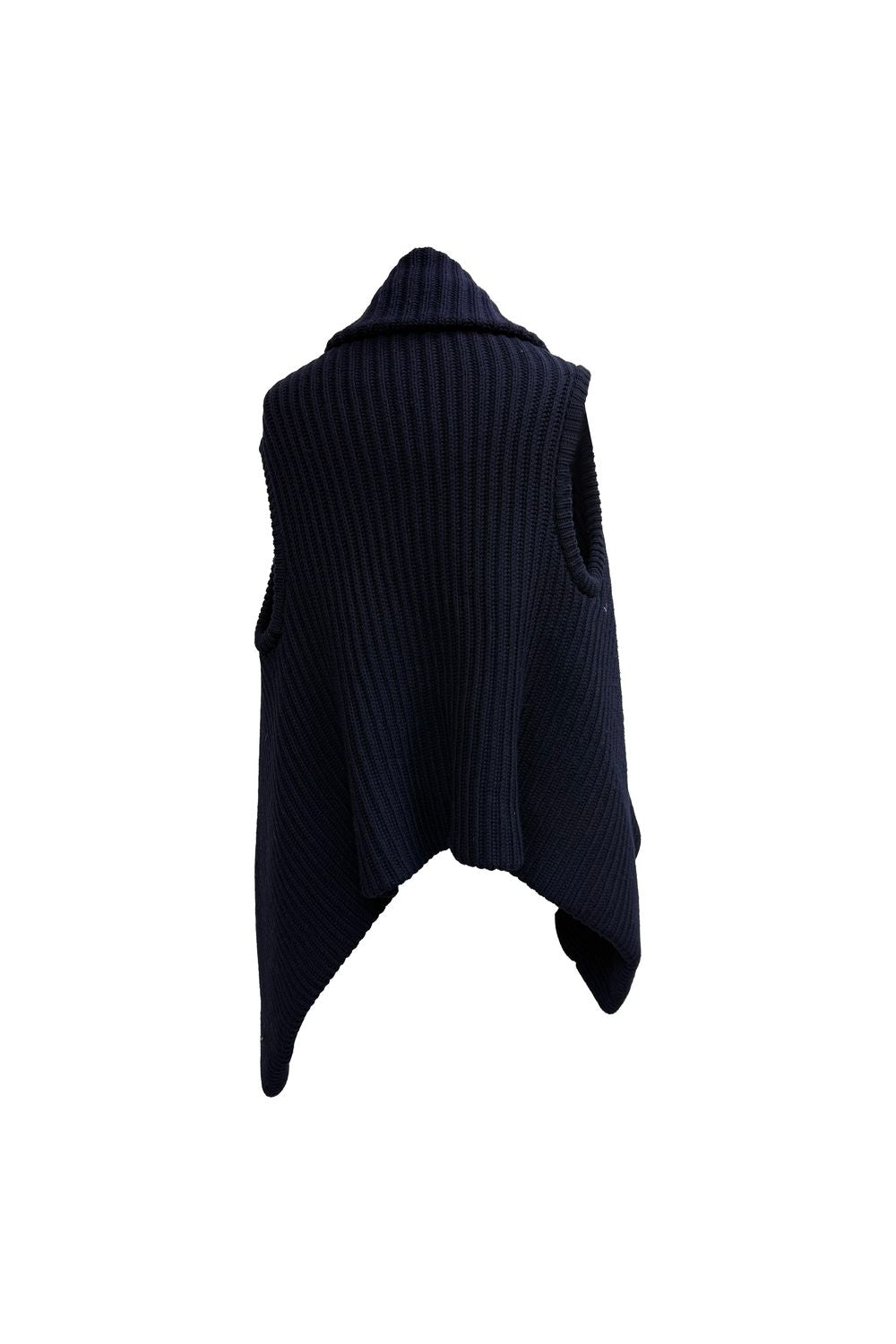 The Row Ribbed Knit Vest in Blue Wool