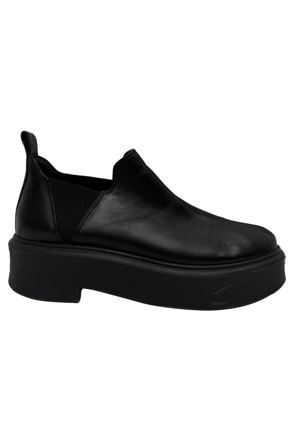The Row Robin Flatform Ankle Boots in Black Leather