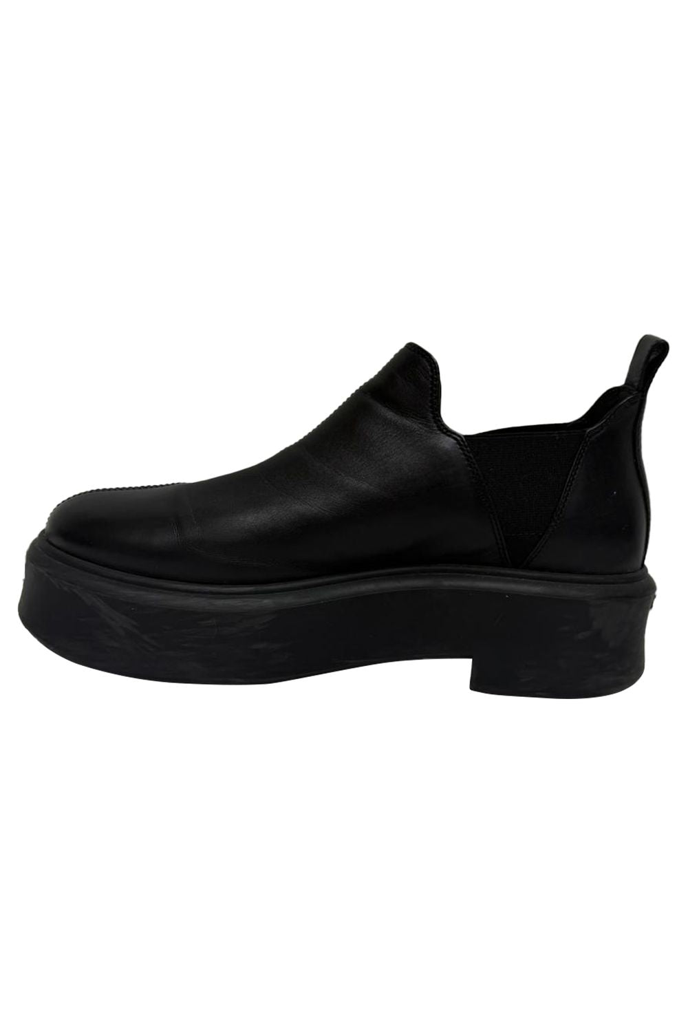 The Row Robin Flatform Ankle Boots in Black Leather