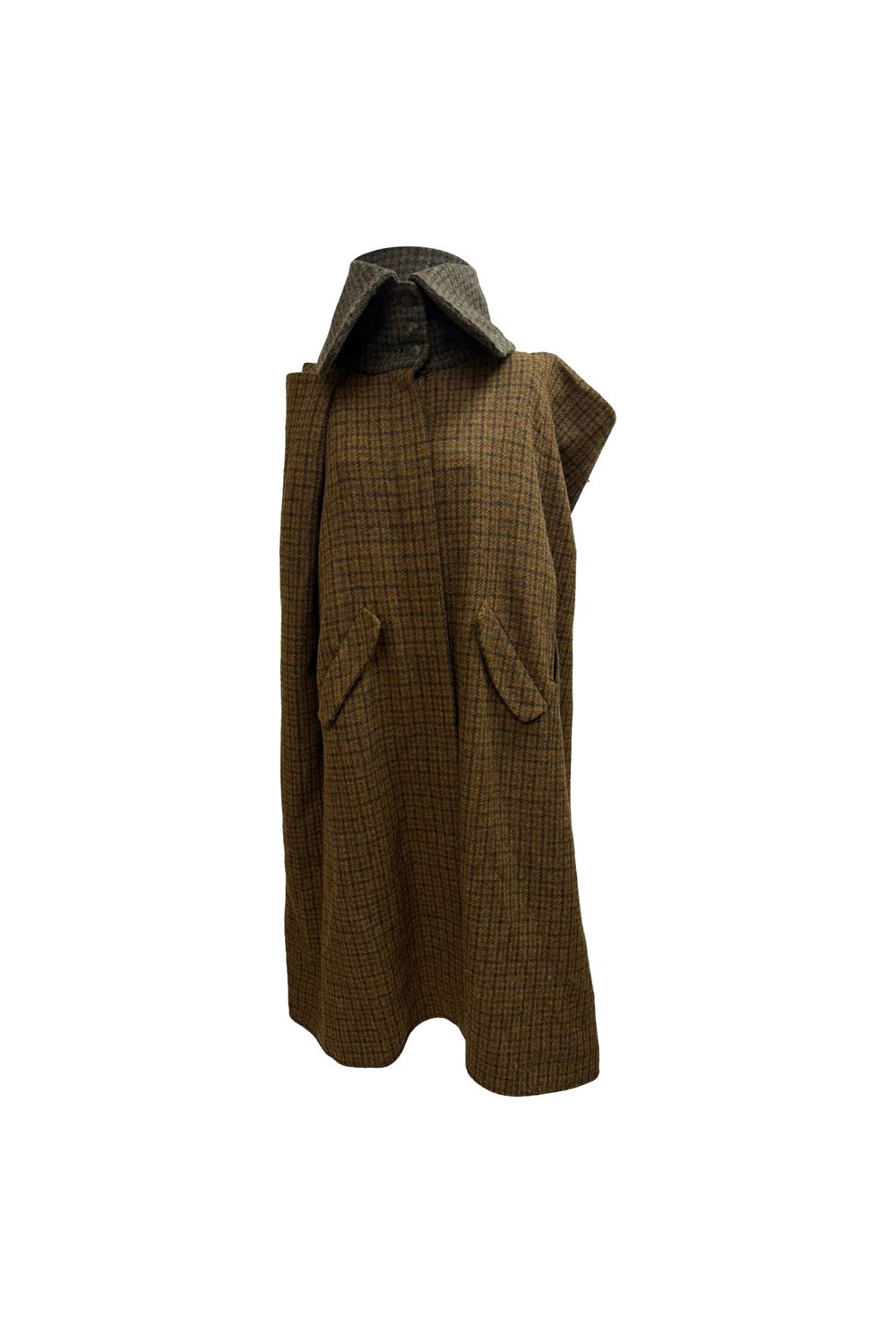 Loewe Cape Coat in Houndstooth Brown Wool