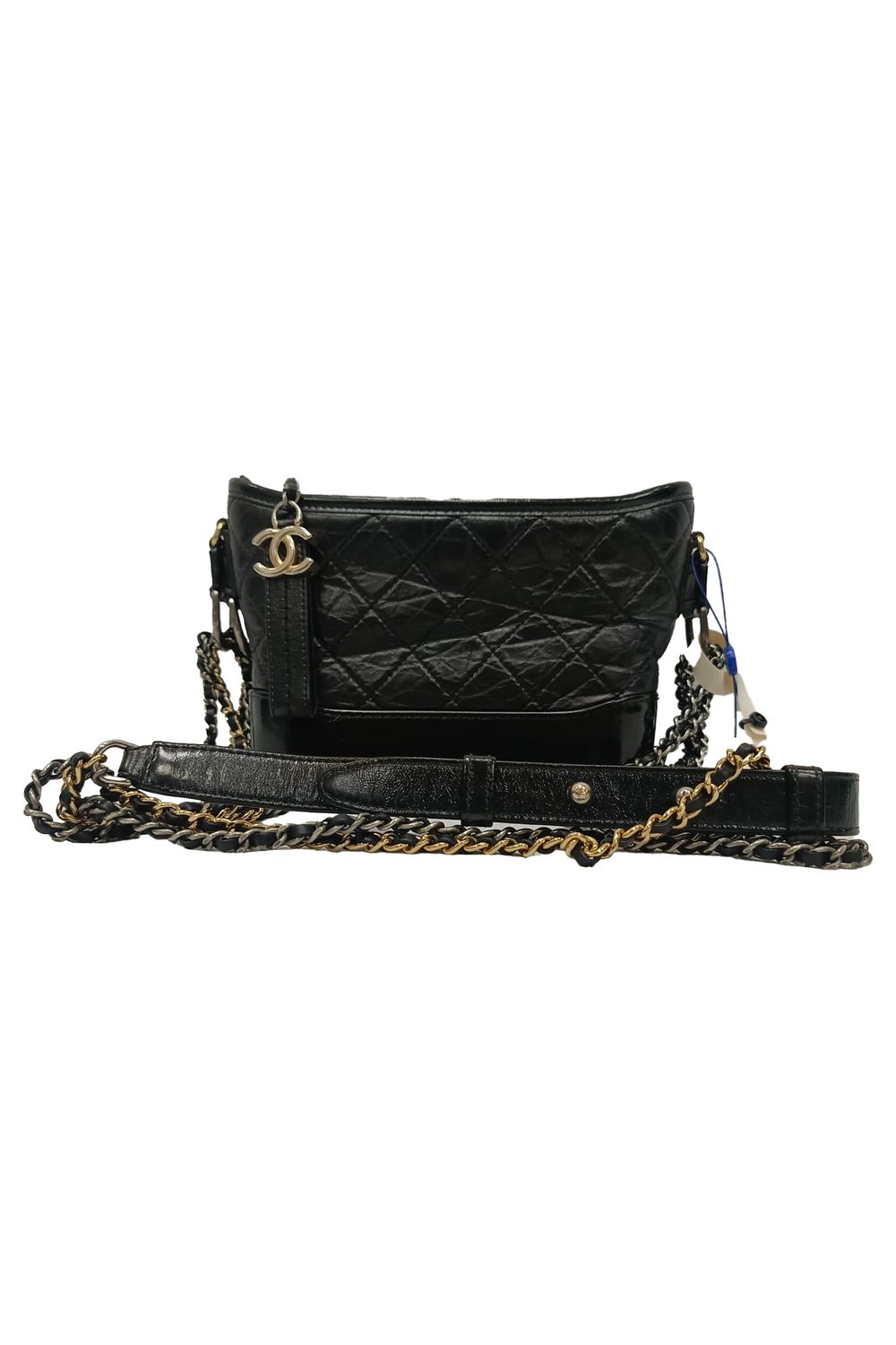 Chanel Small Gabrielle Hobo Bag in Black Calf Leather