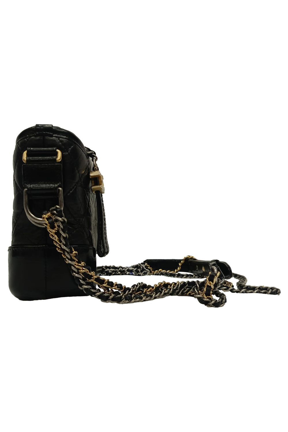 Chanel Small Gabrielle Hobo Bag in Black Calf Leather