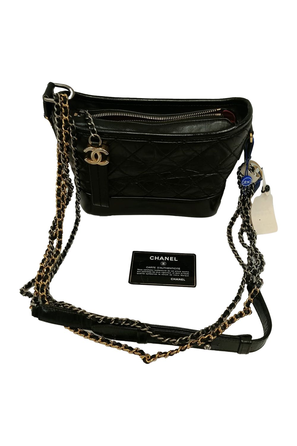 Chanel Small Gabrielle Hobo Bag in Black Calf Leather