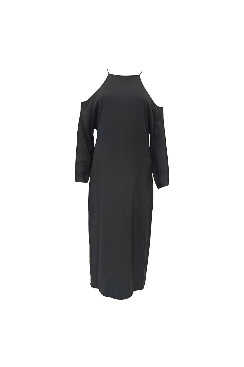 The Row Cutout Shoulder Midi Dress in Black Viscose