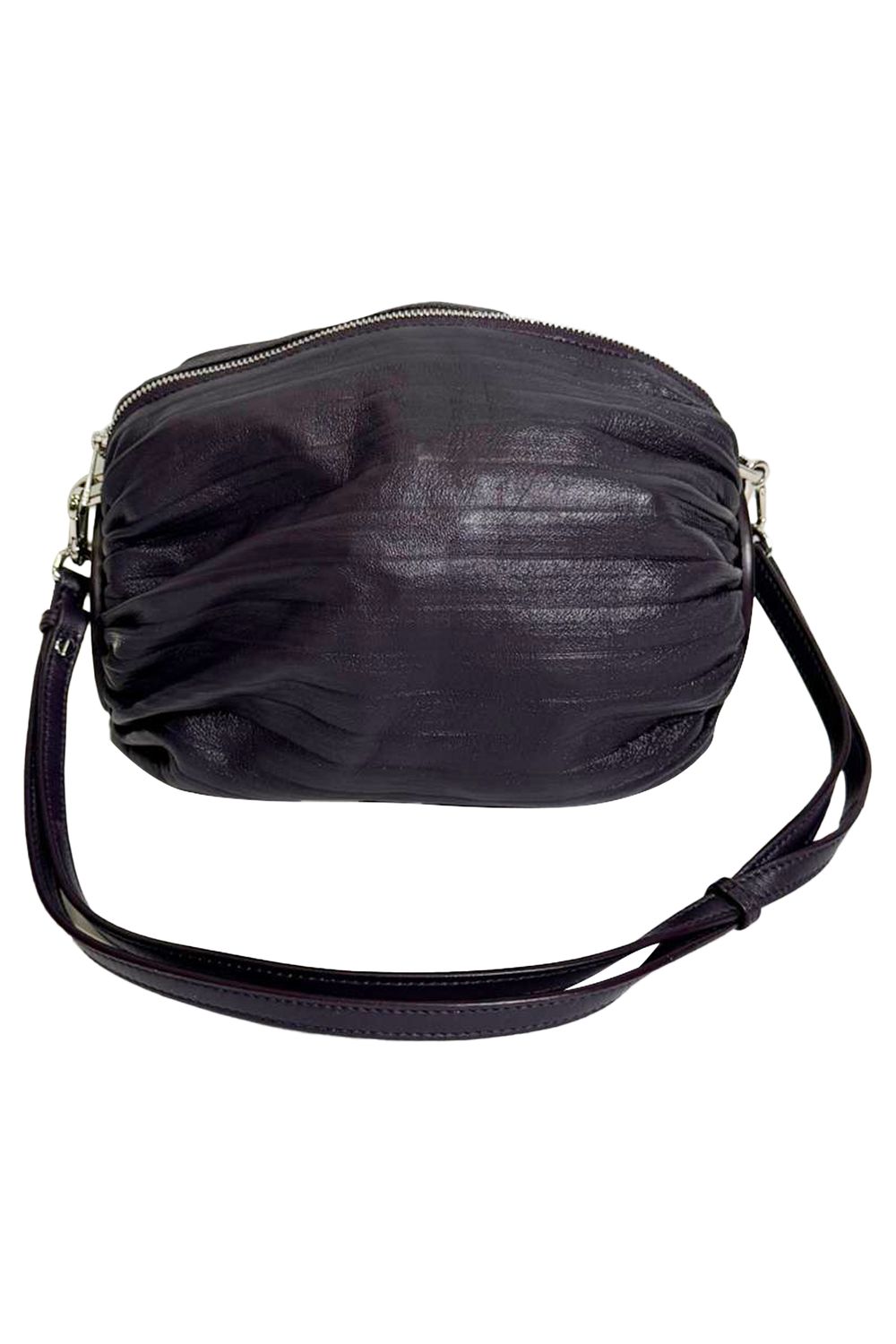 Loewe Pleated Bracelet Pouch Bag in Purple Leather