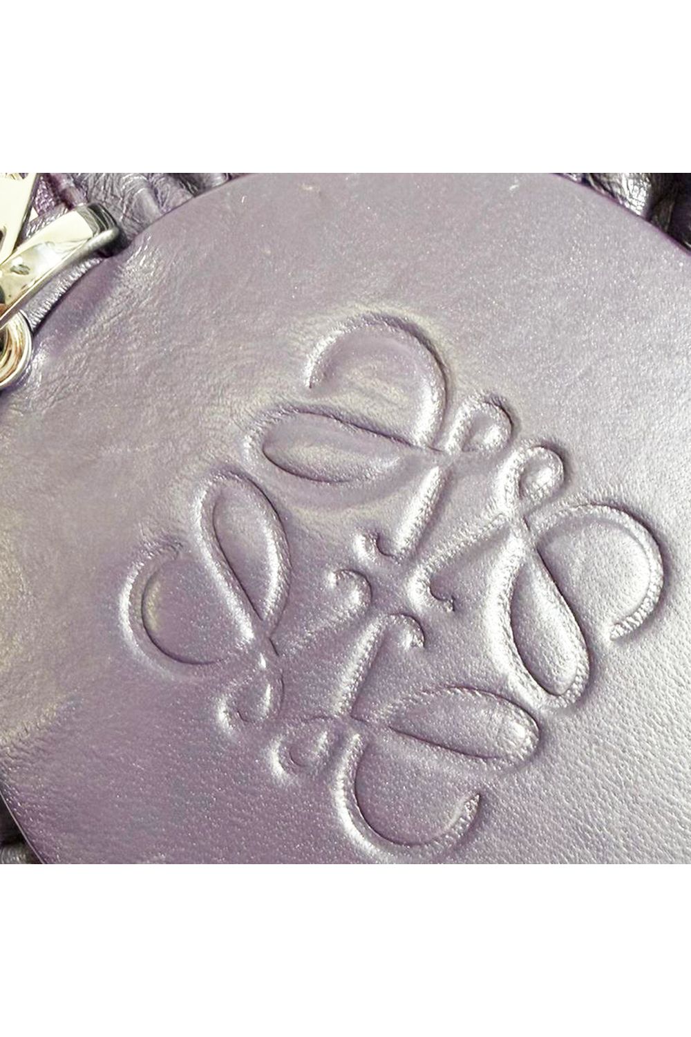 Loewe Pleated Bracelet Pouch Bag in Purple Leather