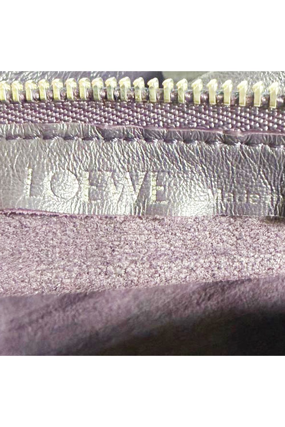 Loewe Pleated Bracelet Pouch Bag in Purple Leather
