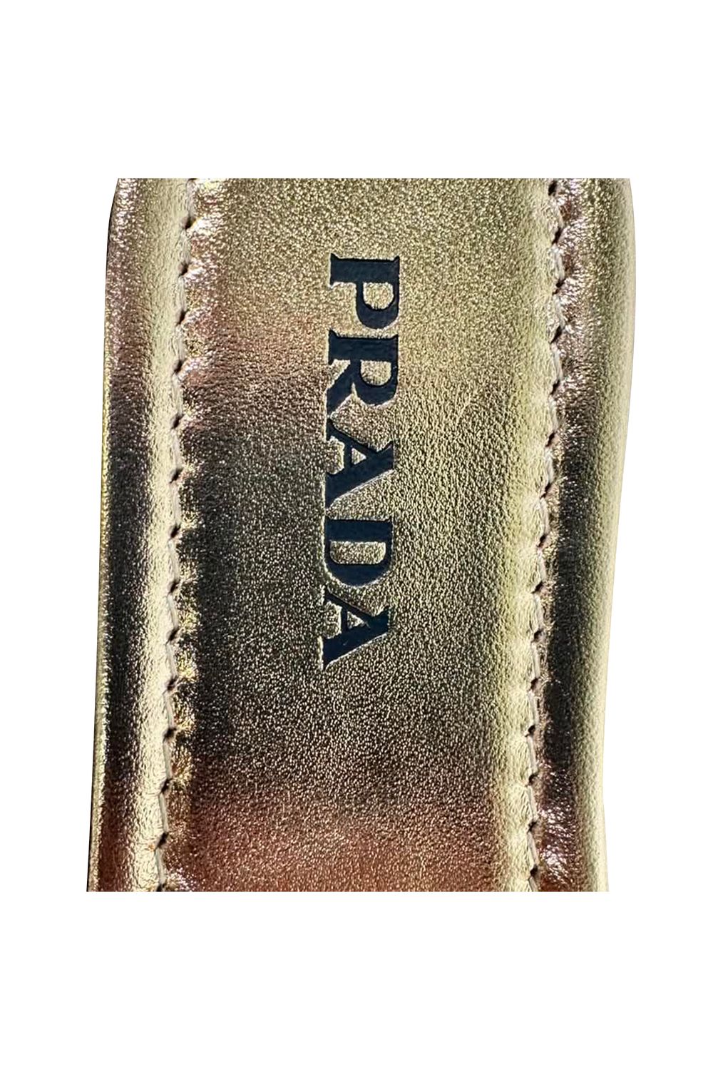 Prada Croc-Embossed Slide Flat Sandals in Brown Leather