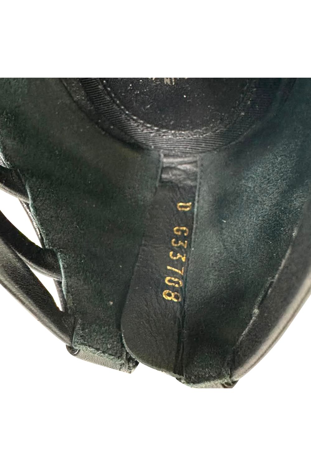 Chanel CC Caged Sandal Heels in Black Leather