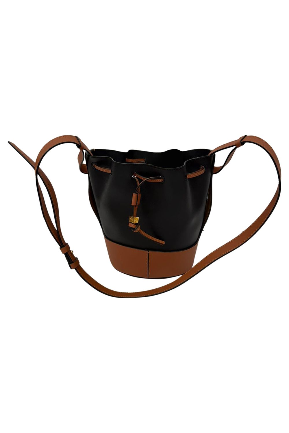Loewe Small Balloon Bucket Bag in Black and Brown Leather