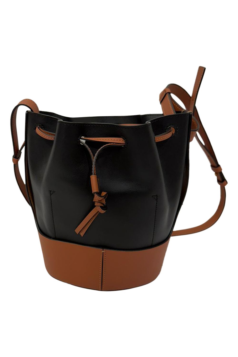 Loewe Small Balloon Bucket Bag in Black and Brown Leather