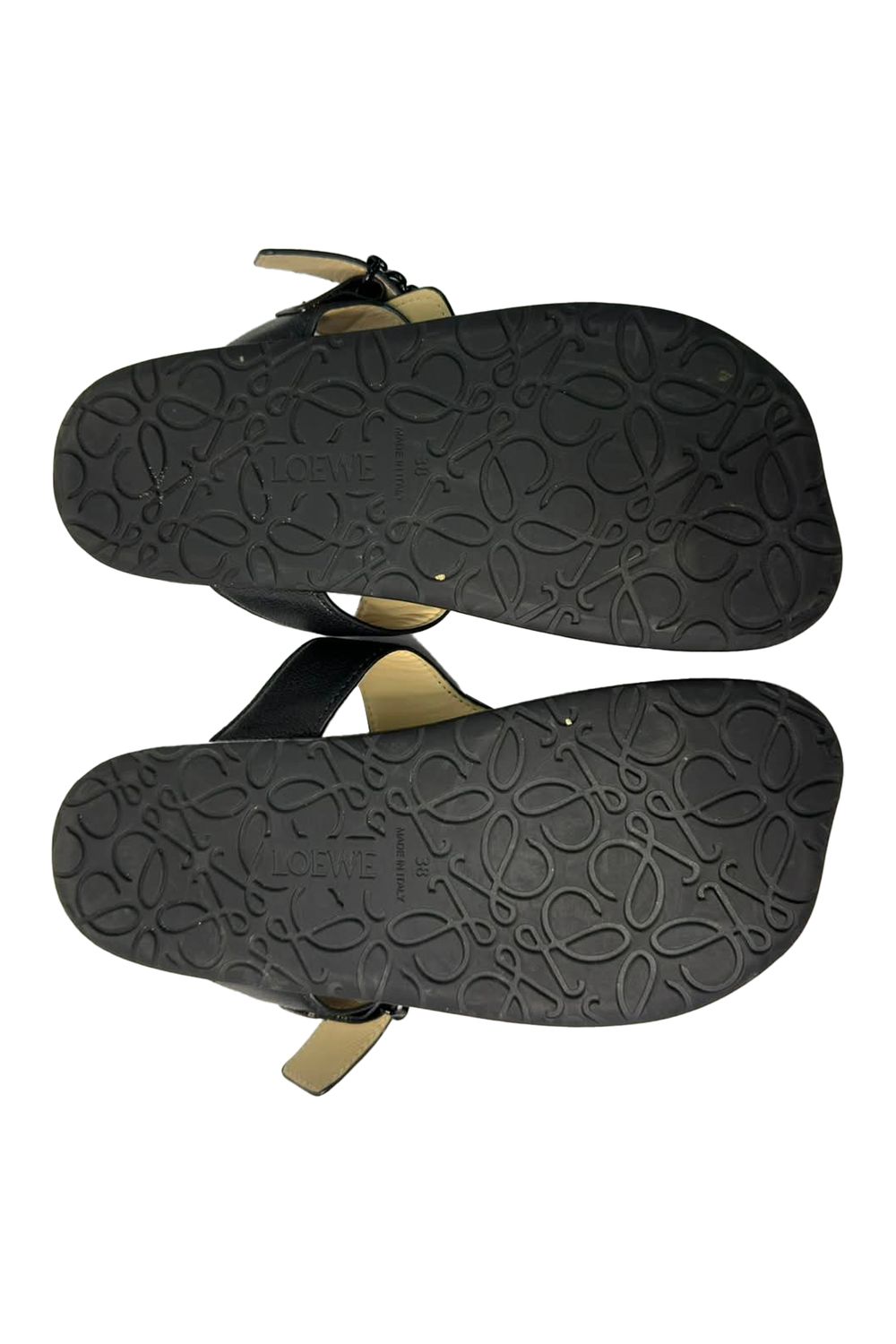 Loewe Ease Embellished Thong Slippers in Black Lamb Leather
