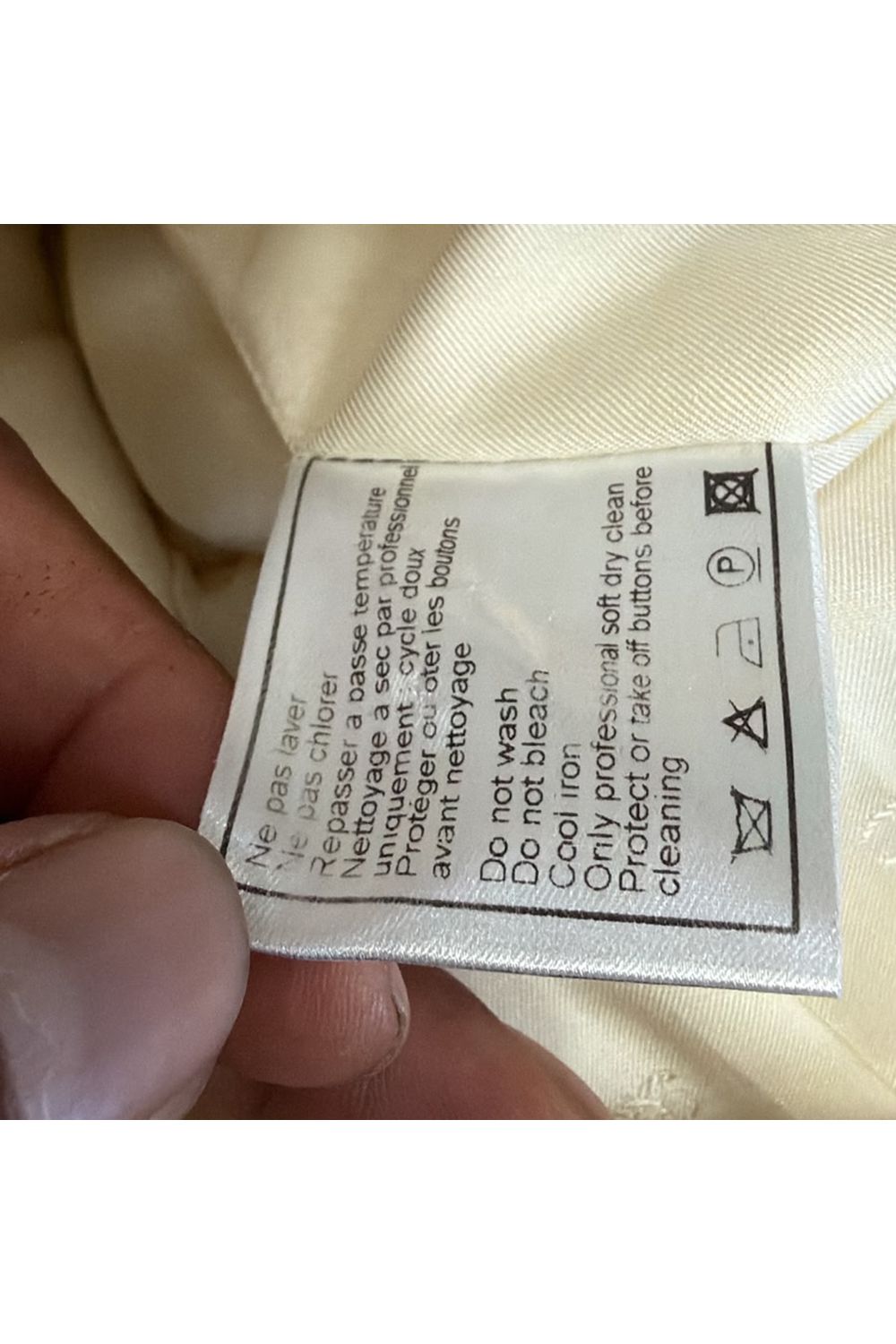 Chanel Single Breasted Long Coat in Cream Wool