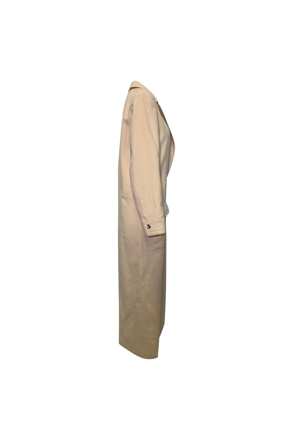 Chanel Single Breasted Long Coat in Cream Wool