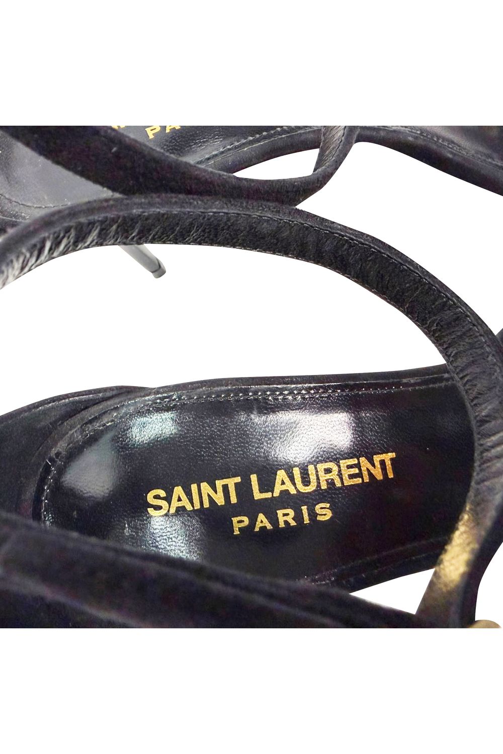 Saint Laurent Lexi 65 Ankle Strap Sandal Heels in Black Suede