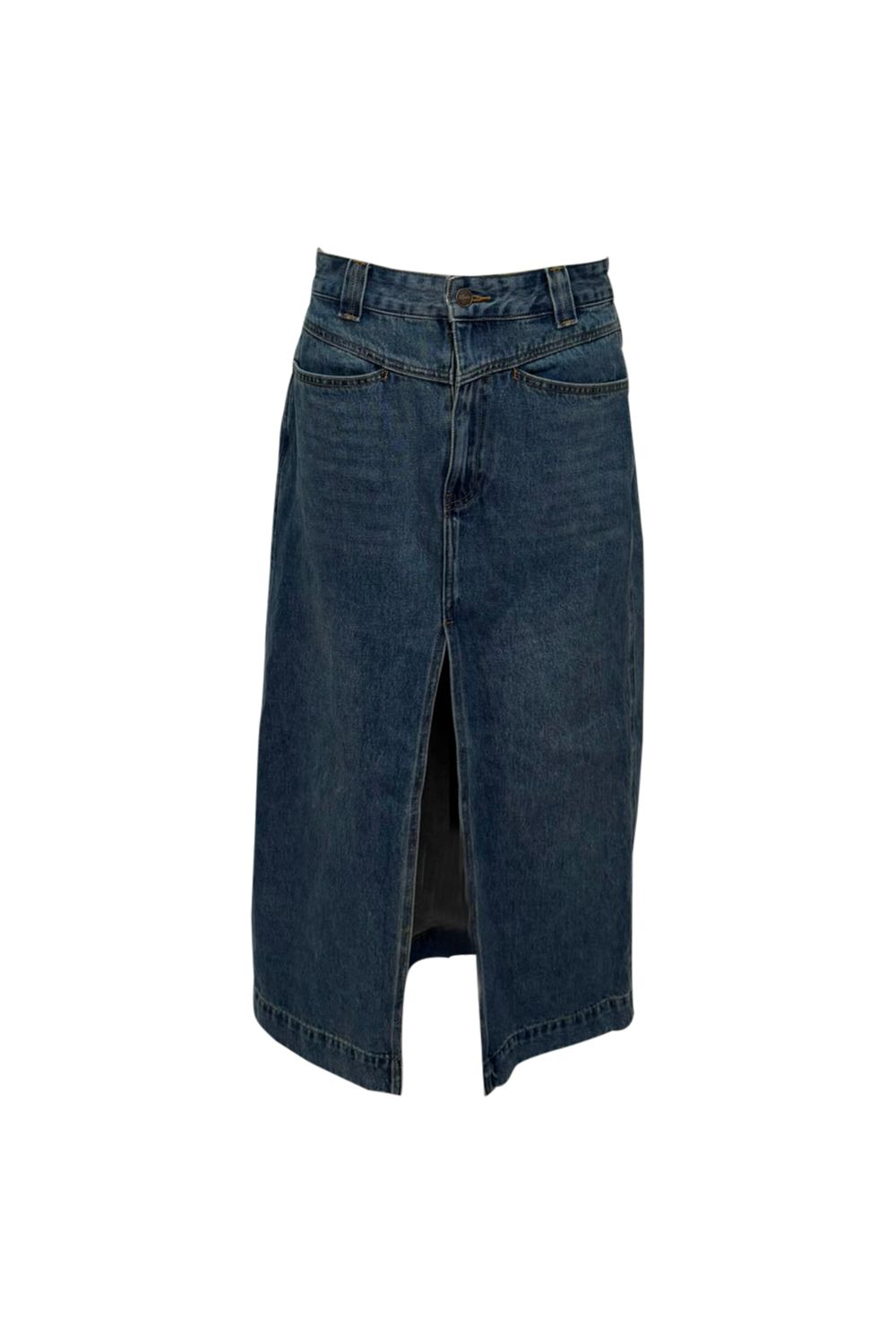 Khaite Neer Denim Maxi Skirt in Blue Cotton
