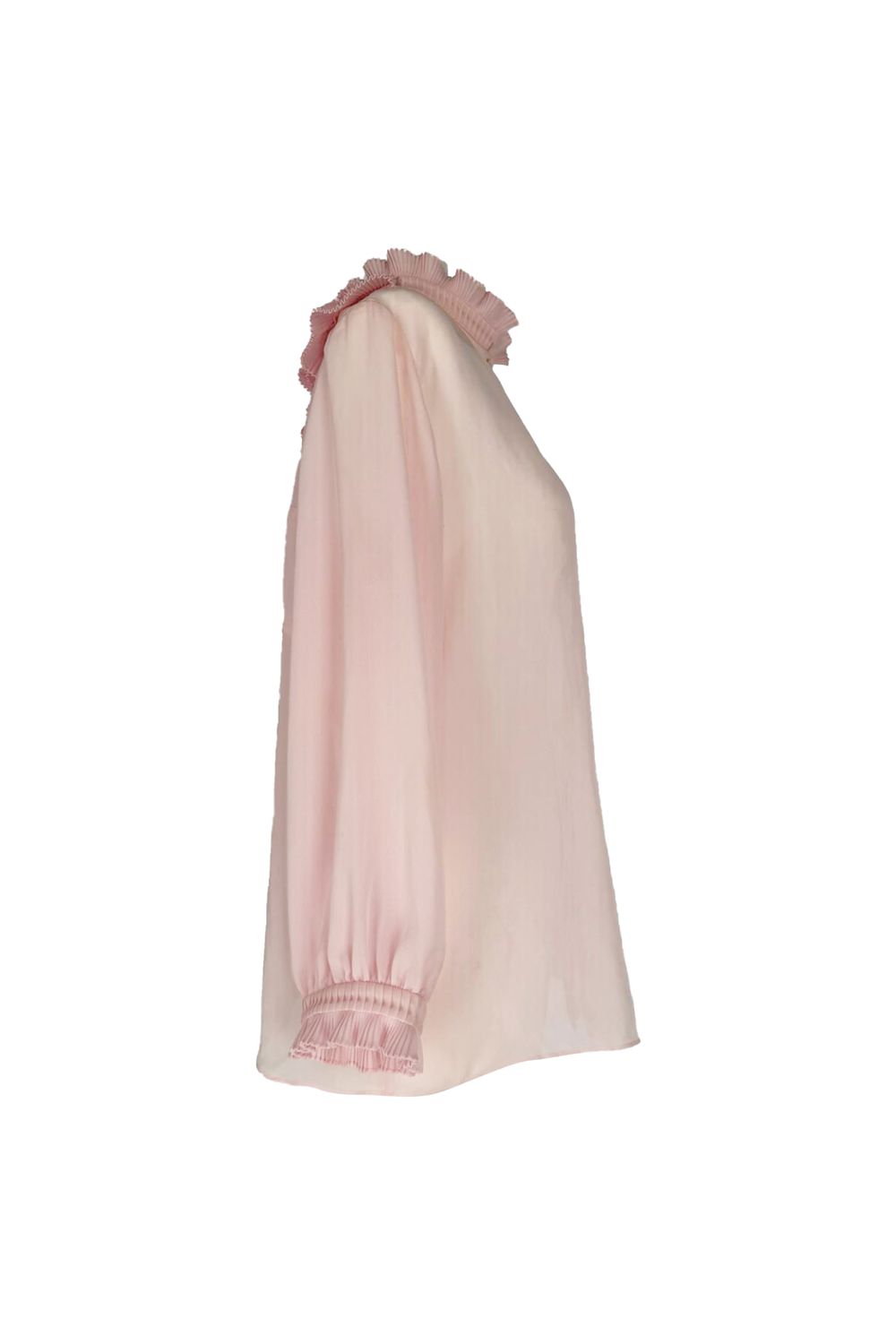 Prada Ruffled Button-Down Blouse in Pink Silk