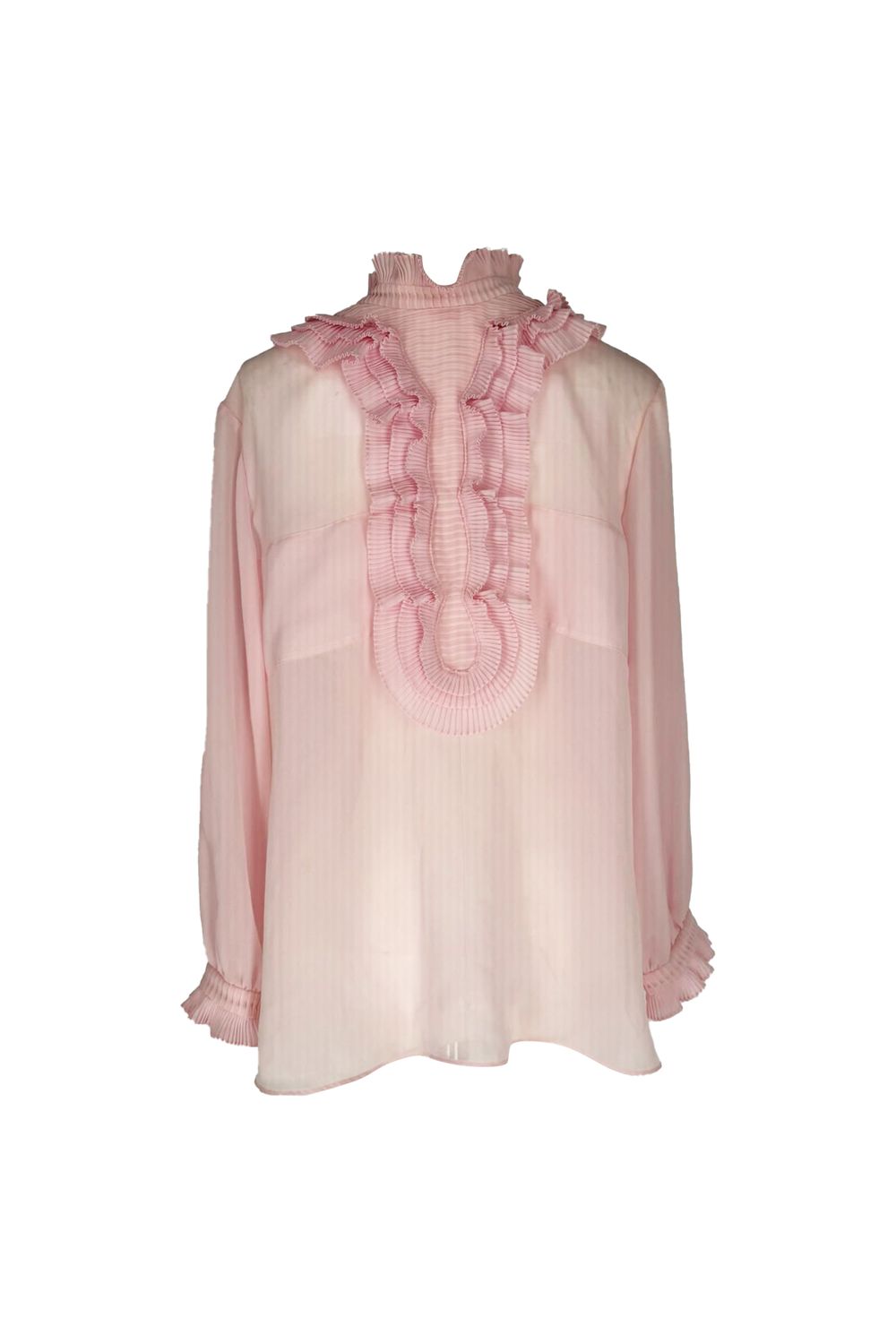 Prada Ruffled Button-Down Blouse in Pink Silk
