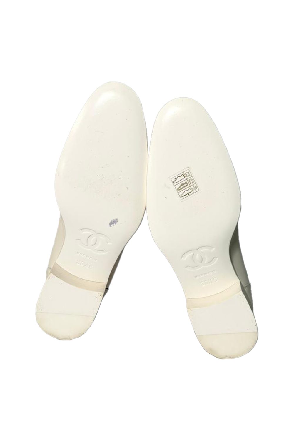 Chanel Chain Accent Wingtip Loafers in White Leather
