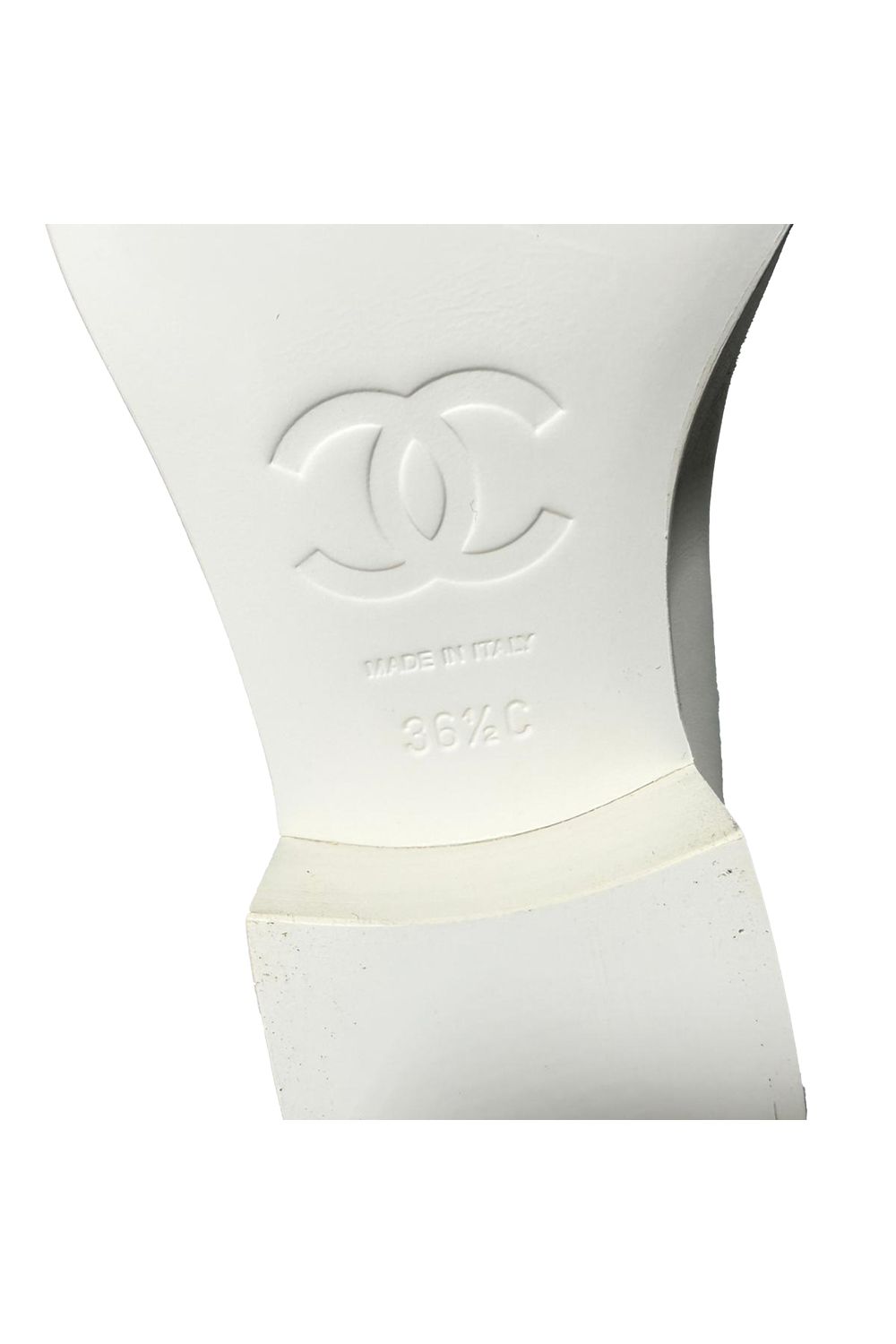 Chanel Chain Accent Wingtip Loafers in White Leather