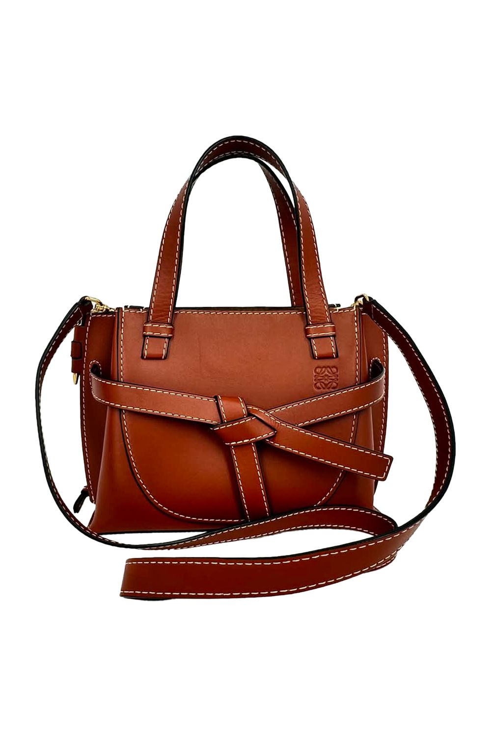 Loewe Mini Gate Tote in Brown Leather