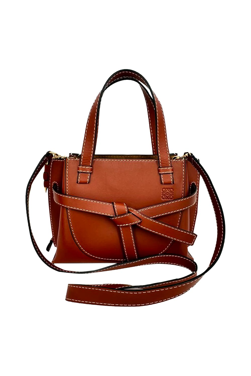 Loewe Mini Gate Tote in Brown Leather