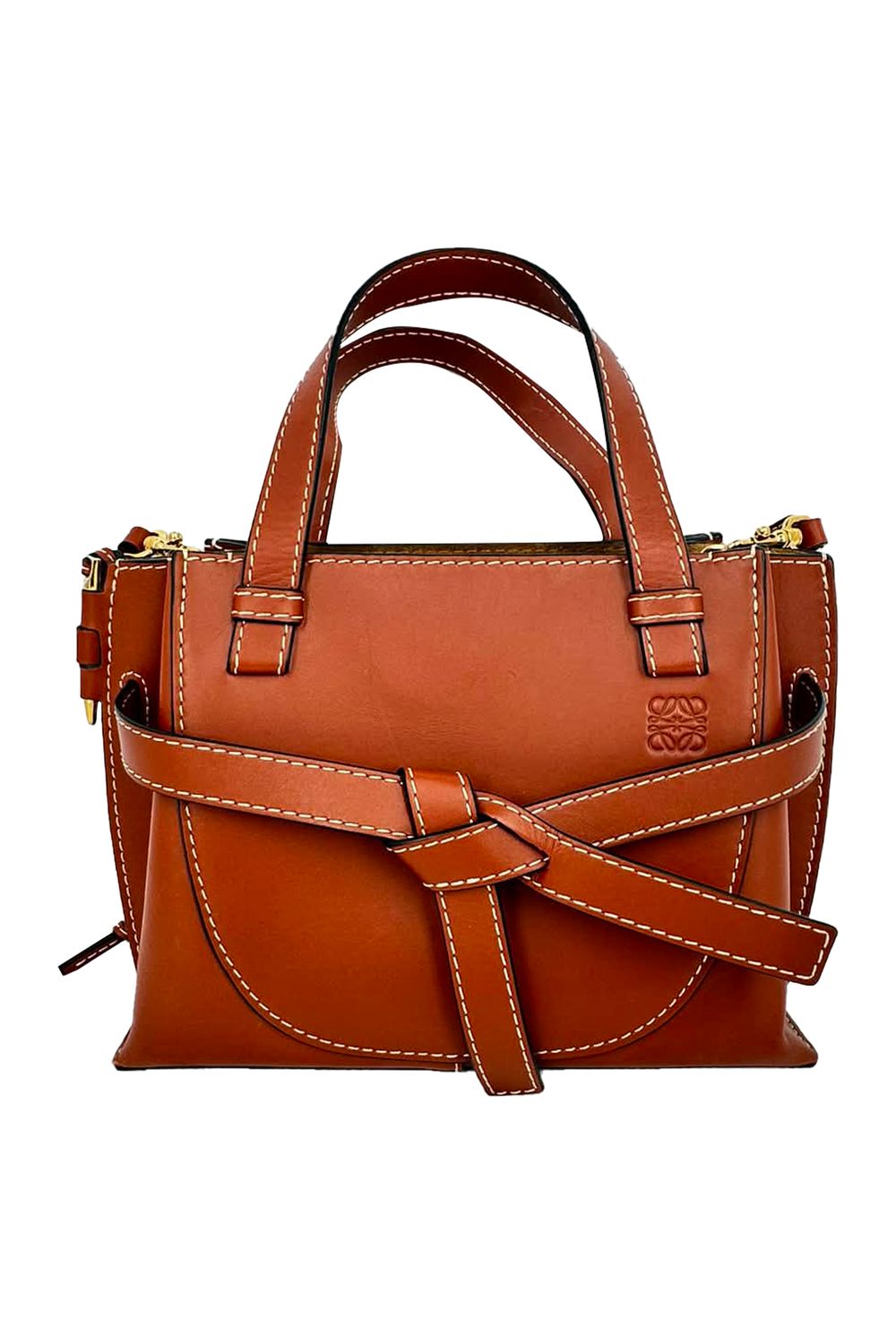 Loewe Mini Gate Tote in Brown Leather