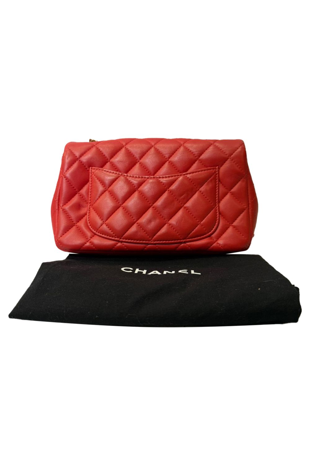 Chanel Mini Classic Single Flap Crossbody Bag in Red Lambskin Leather