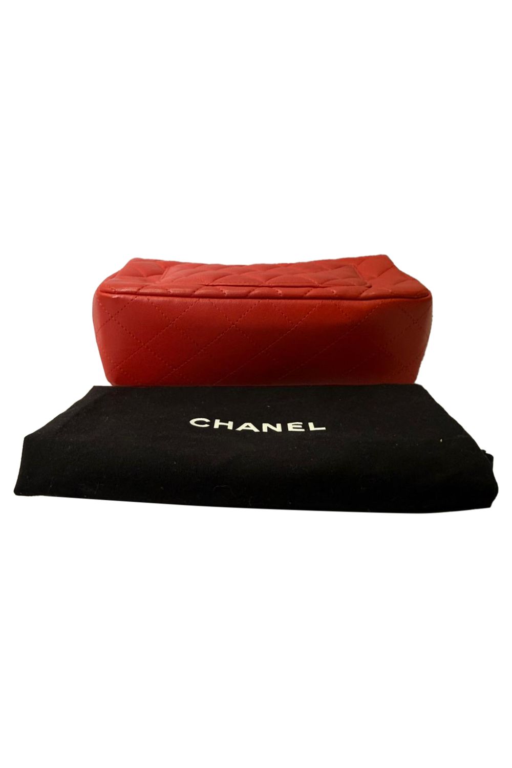 Chanel Mini Classic Single Flap Crossbody Bag in Red Lambskin Leather