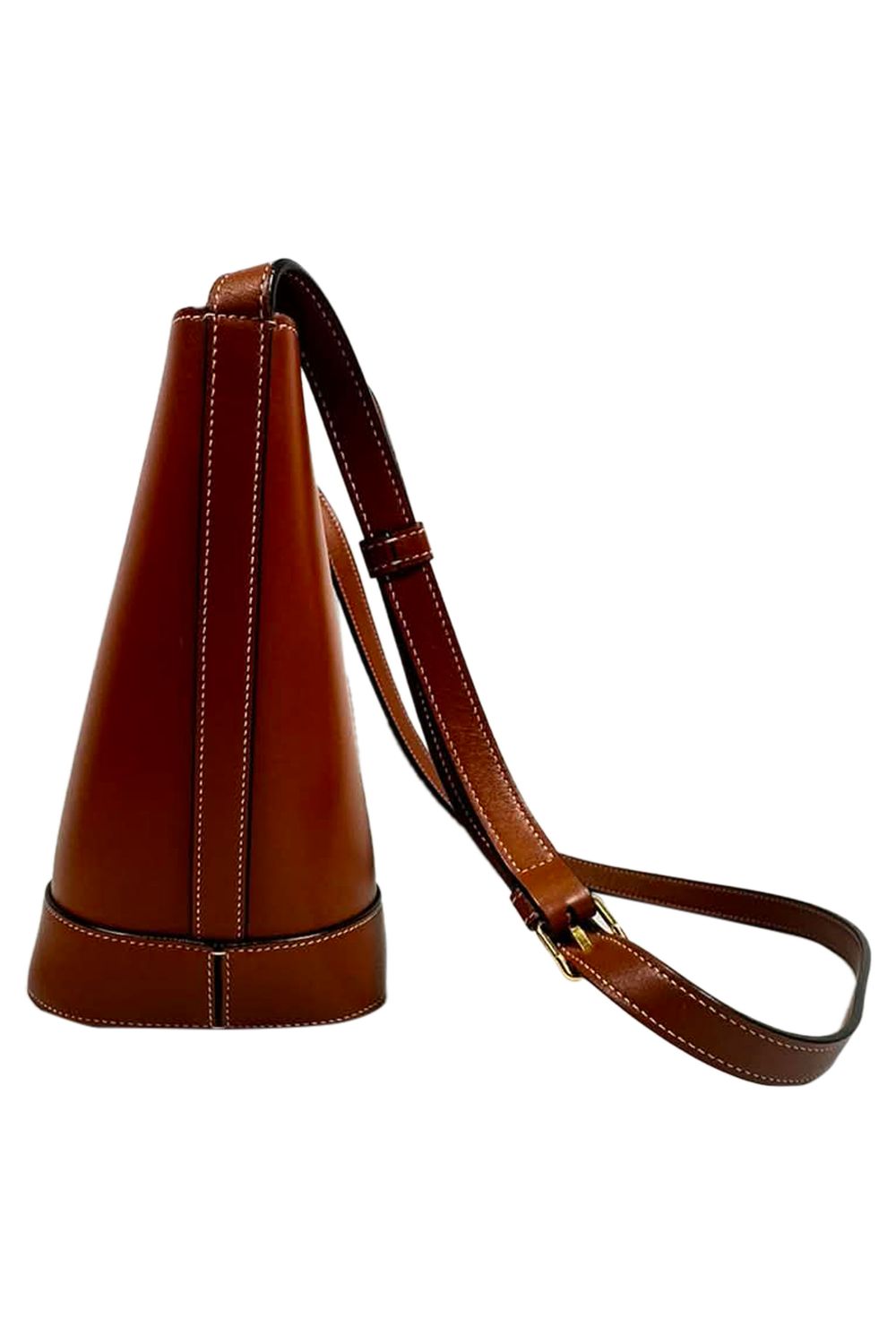 Celine Small Cuir Triomphe Bucket Bag in Brown Leather