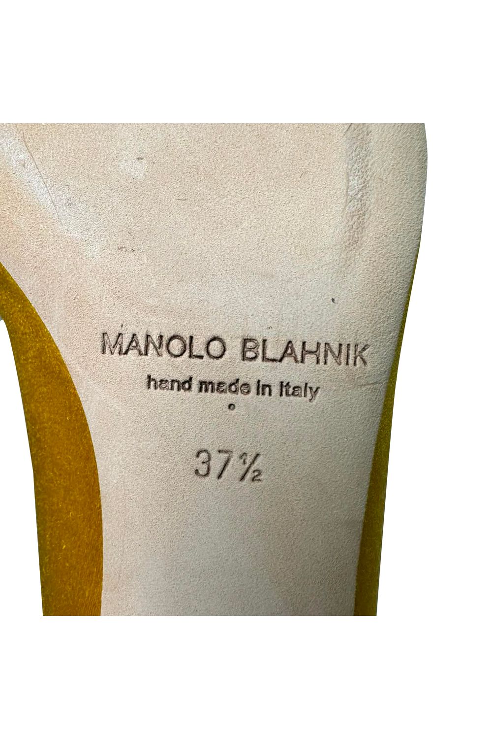 Manolo Blahnik Jewel Buckle Flat Pumps in Yellow Satin